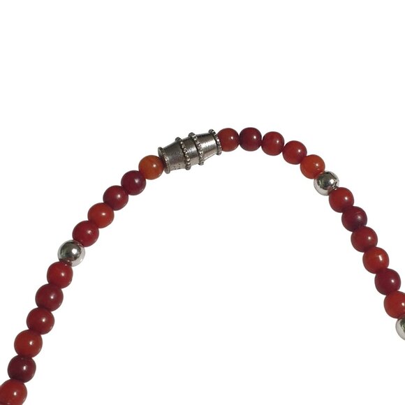 Unique Handmade Natural Beaded Necklace Red Wood Shell Vintage Boho Beach Core - Picture 3 of 5